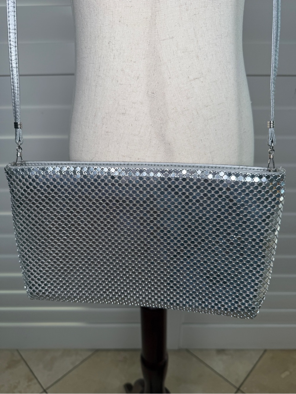 Whiting & Davis Silver Mesh Chainmail Shoulder Bag